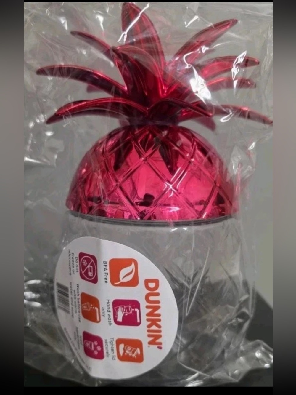 Dunkin' Pineapple Tumbler - Metallic Pink Top